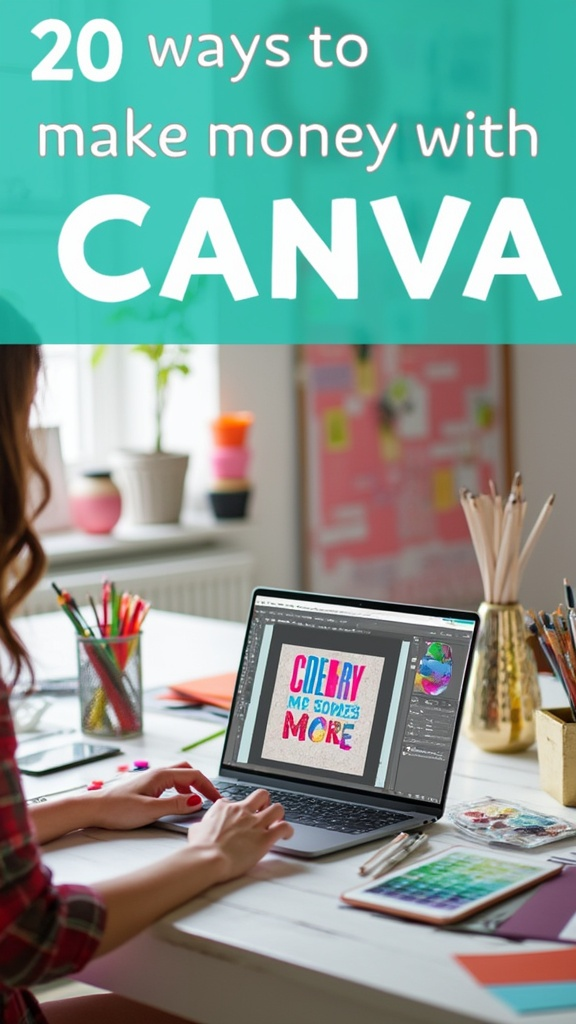 A user creating stunning designs on Canva, showcasing ways to earn money